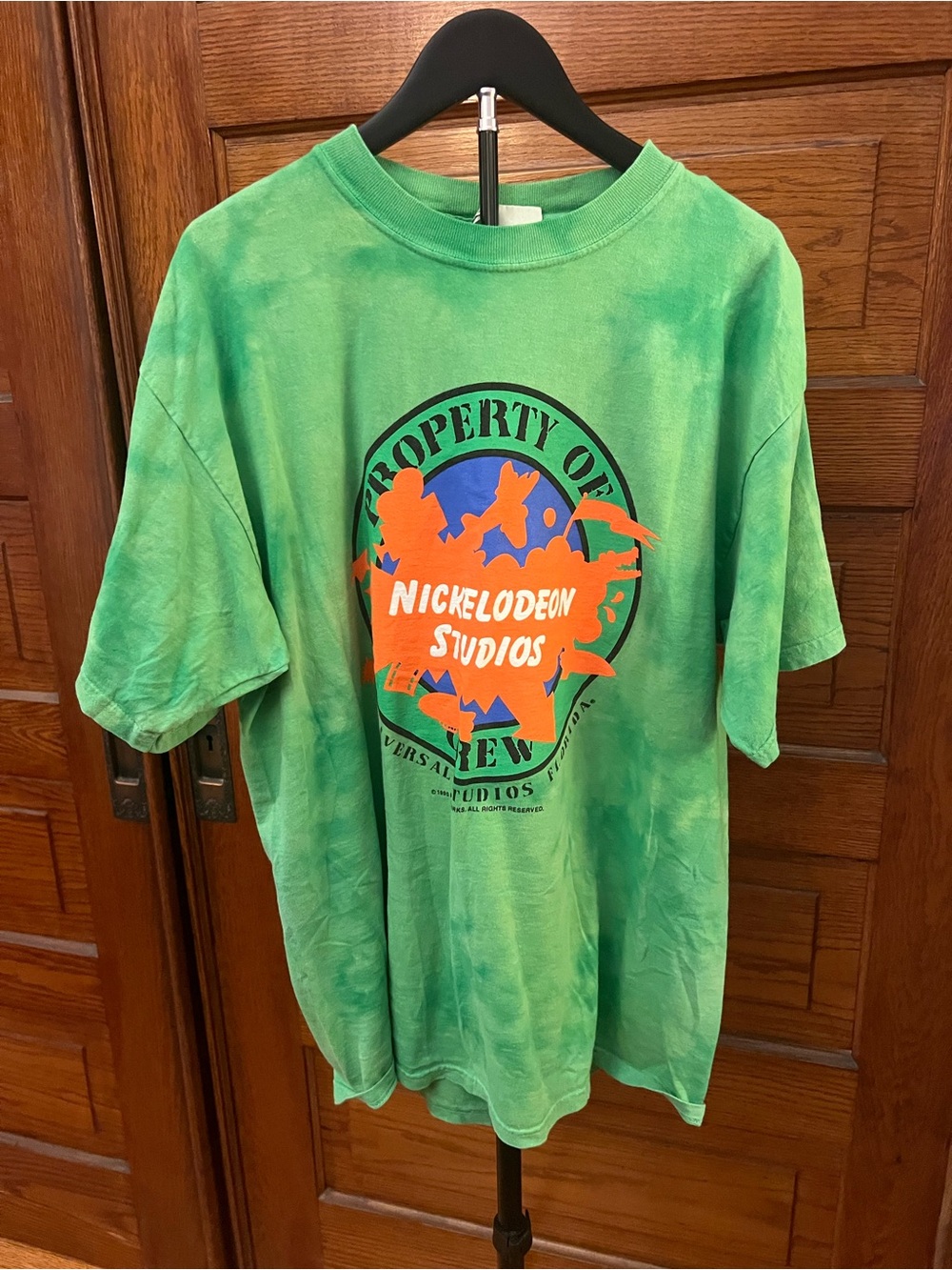 Nickelodeon Studios Green Tie-Dye Logo Rare Vintage Tshirt